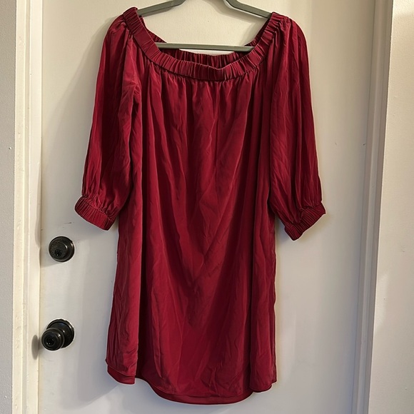 Alice + Olivia Red Off Shoulder Silk Mini Dress large - Picture 1 of 8